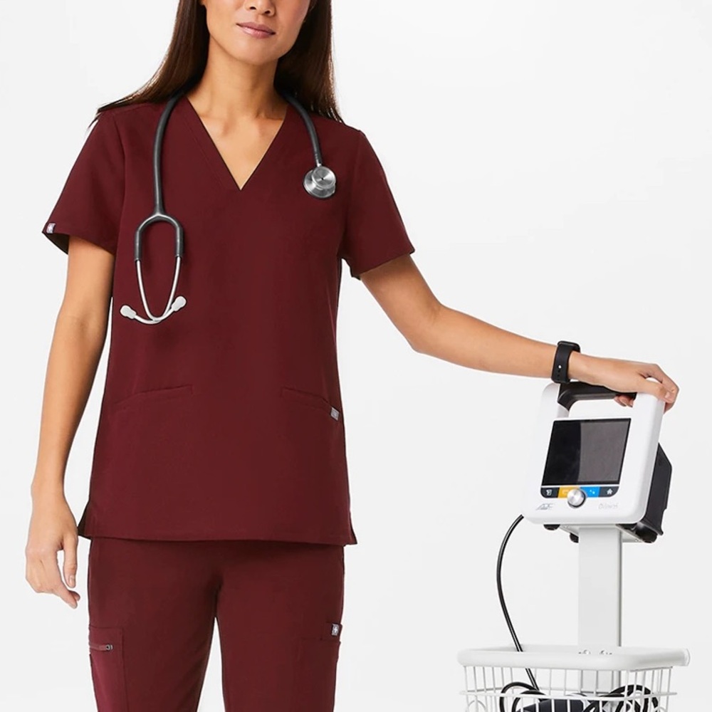 Figs Women's Top in Burgundy